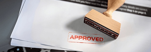 Quality control approval stamp on inspection documents