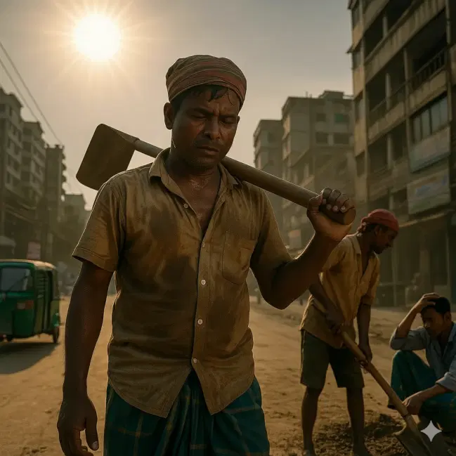 Workers in Dhaka struggling under extreme heat conditions Workers in Dhaka struggling under extreme heat conditions